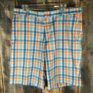 Slazenger blue and orange plaid golf shorts men’s size 36
